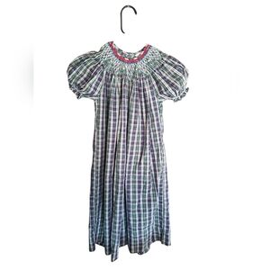 Remember Nguyen Tartan Plaid Smocked Dress Little Girl 6 CHURCH PICTURES Wedding
